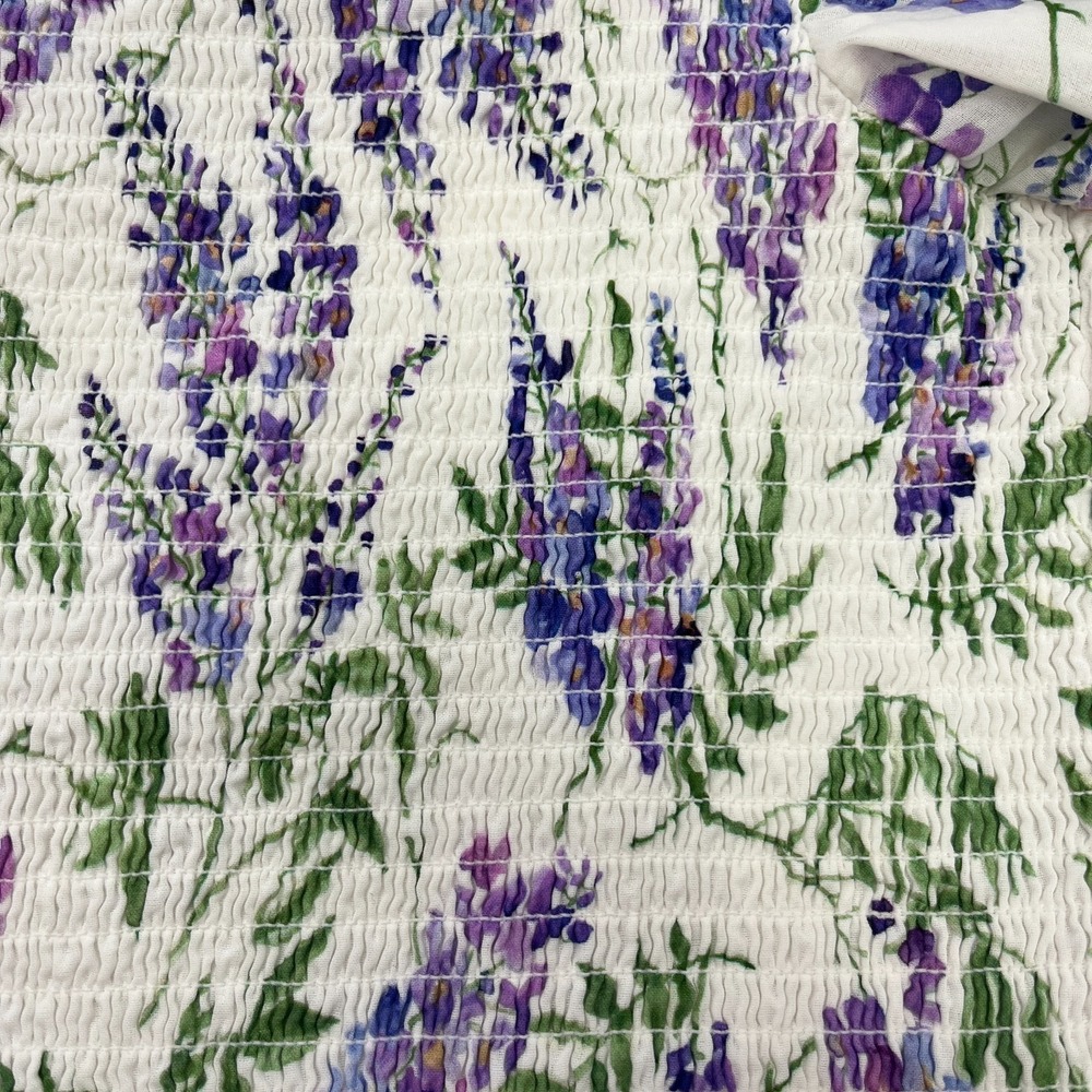 Hill House Home Zoe Crop Top Lavender Floral Wisteria Smocked XL Party Vacation - Picture 5 of 15